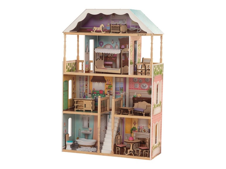 Gehe zu Vollbildansicht: Kidkraft Puppenhaus »Charlotte«, klassisches Design, 14-teiliges Möbelset, 4 Ebenen - Bild 2
