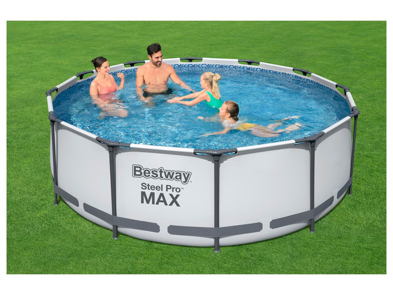 Bestway Pool »Steel cm 366x100 ProMAX™«, Sicherheitsleiter Filterpumpe, Stahlrahmenpool-Set