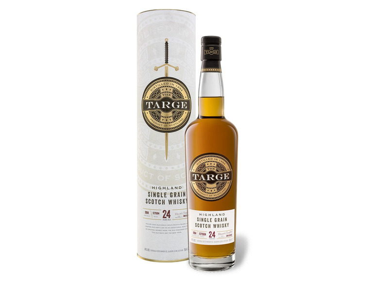 The Targe Highland Geschenkbox Single Scotch 24 Whisky Jahre mit Grain 44% Vol