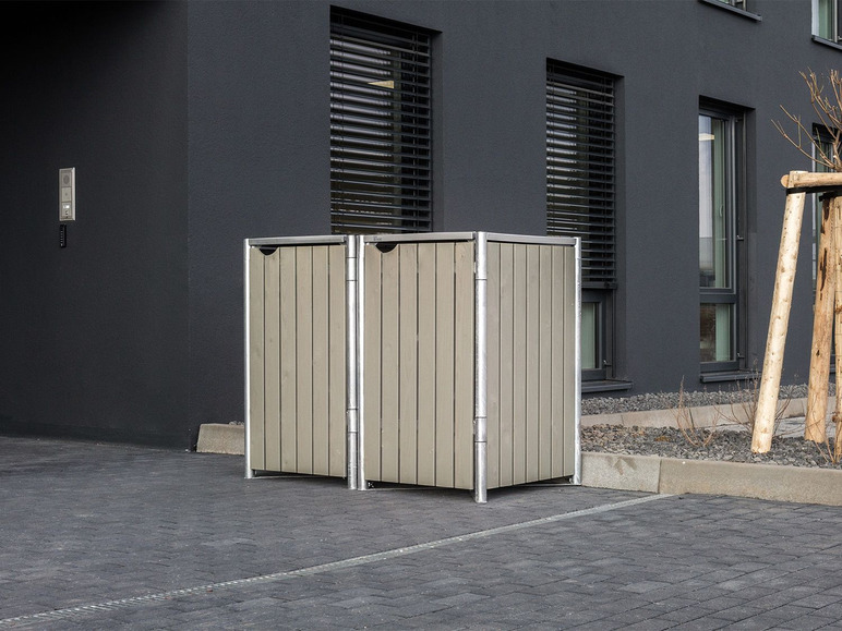 Gehe zu Vollbildansicht: HIDE Dänemark Mülltonnenbox, für Mülltonnen bis 240 Liter, Holz, mit Tür und Klappdeckel - Bild 1