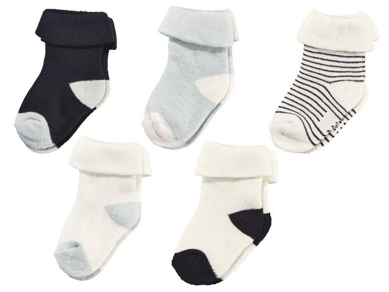 Gehe zu Vollbildansicht: LUPILU® Baby Socken Jungen, Vollplüsch, mit Bio-Baumwolle, weicher Umschlagbund, 5 Paar - Bild 1