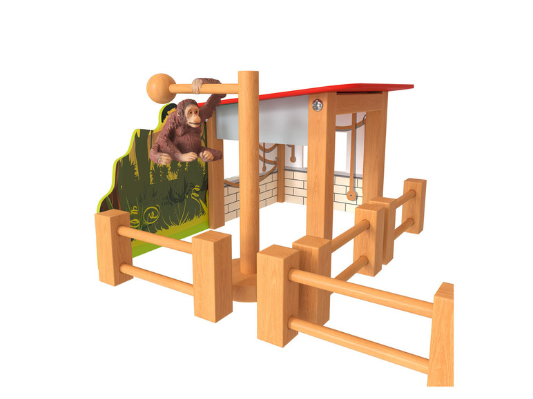 Playtive Holz Zoogehege, mit zweiseitig verwendbarer Futterstation