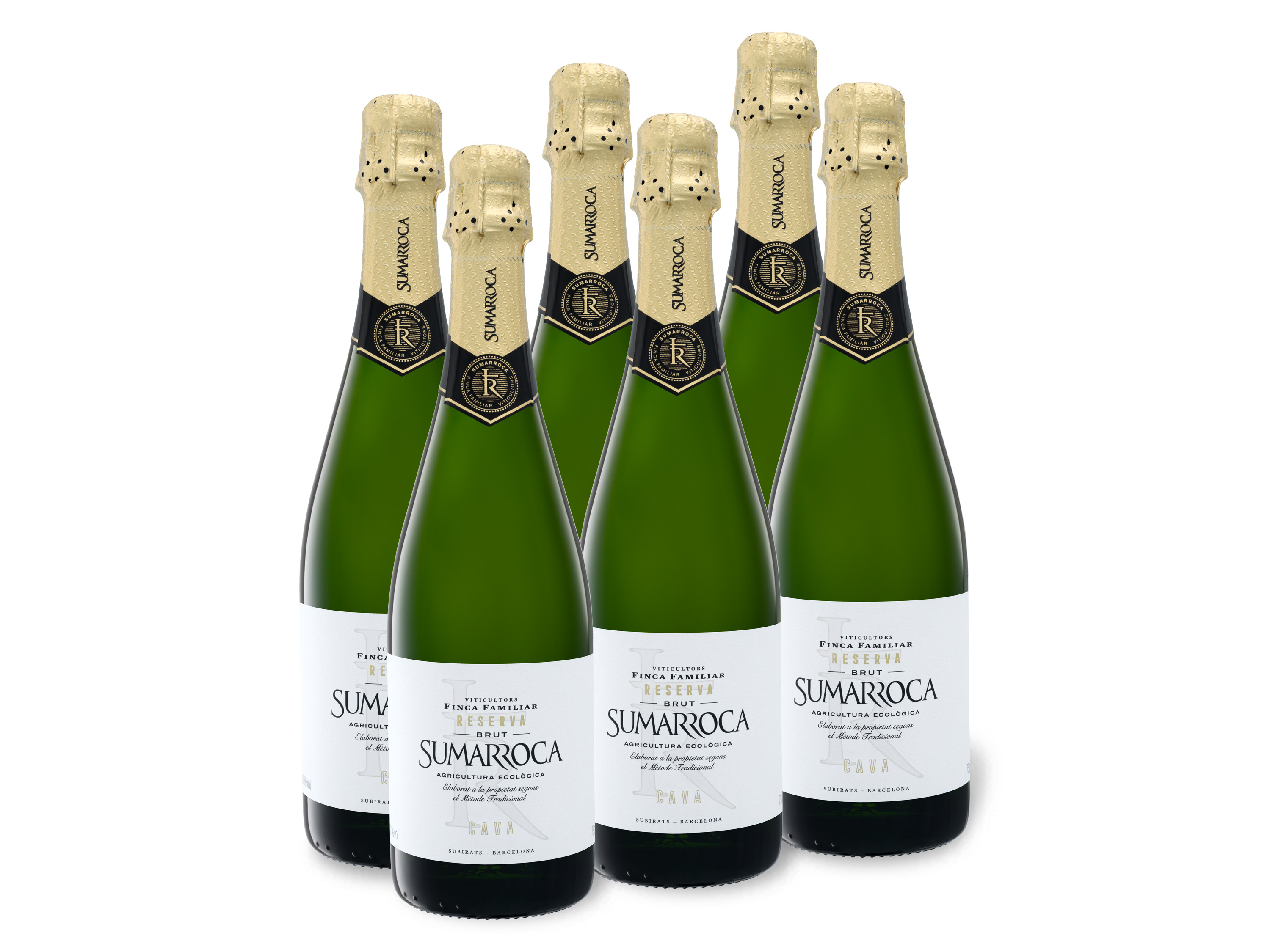 6 x 0,75-l-Flasche Weinpaket Sumarroca Organic Cava Reserva brut, Schaumwein