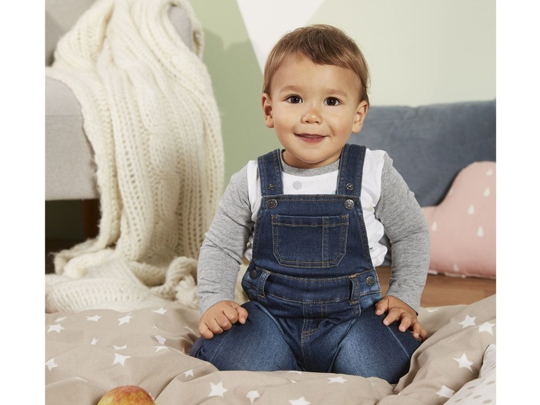 Gehe zu Vollbildansicht: LUPILU® Baby Latzhose Jungen, bequem wie eine Sweathose, mit verstellbaren Trägern - Bild 6