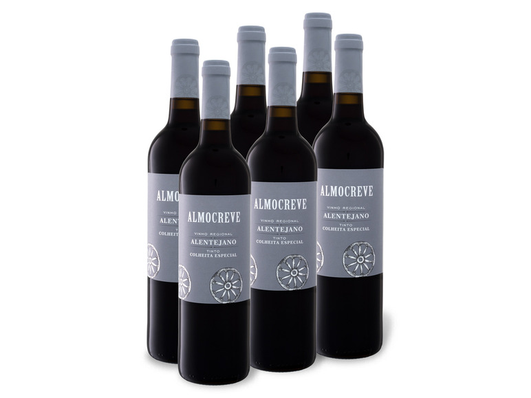 6 x 0,75-l-Flasche Weinpaket Almocreve Regional Colheita Especial trocken, Vinho Alentejano Rotwein