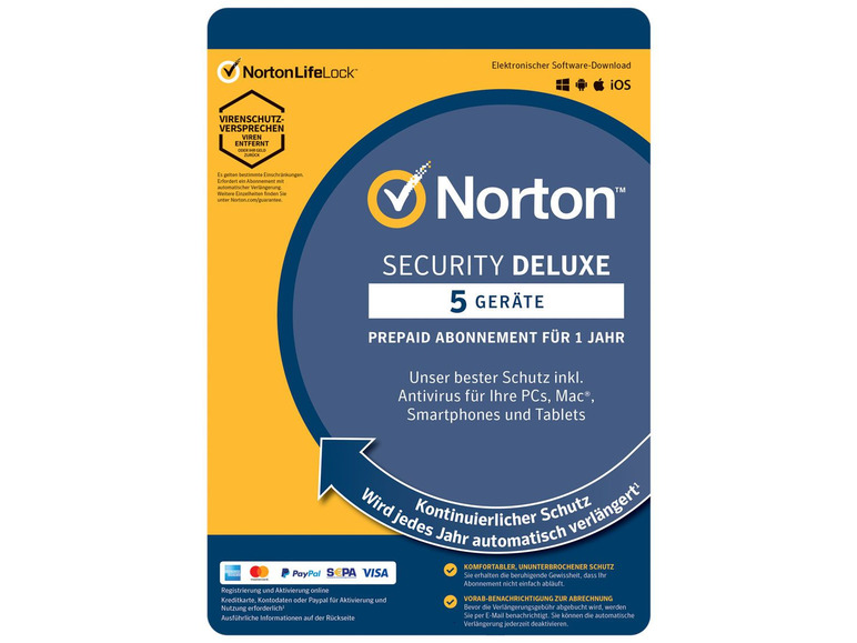 Gehe zu Vollbildansicht: Norton Security Deluxe für 5 Geräte, 1 Jahr - Bild 1