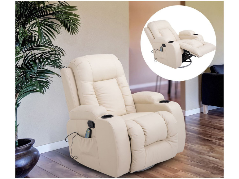 HOMCOM TV und Massage - Sessel Wärmefunktion mit creme