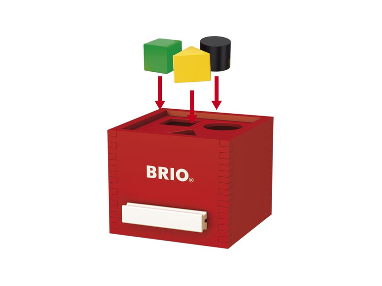 Gehe zu Vollbildansicht: BRIO 30148 »Rote Sortier-Box«, 7-teilig, mit 6 Holzbausteinen, ab 1 Jahr - Bild 1