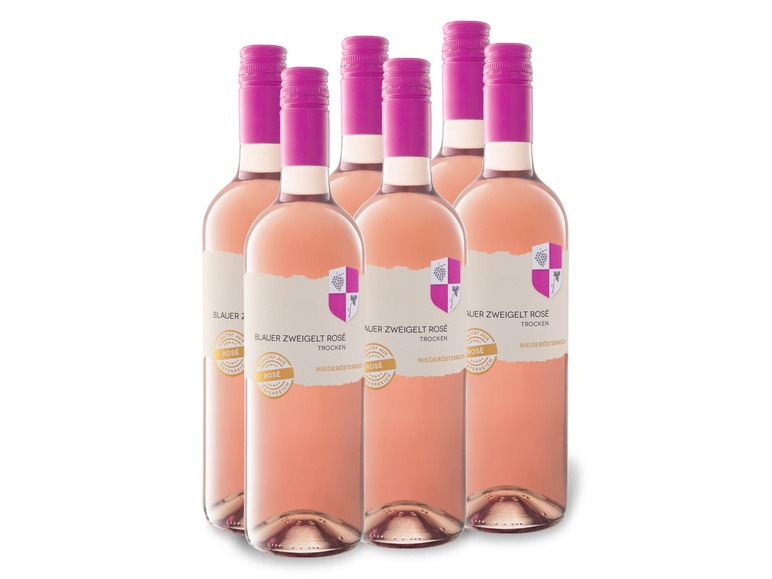 6 x 0 75-l-Flasche Weinpaket Zweigelt Wappen-Serie Rose Roséwein trocken Blauer