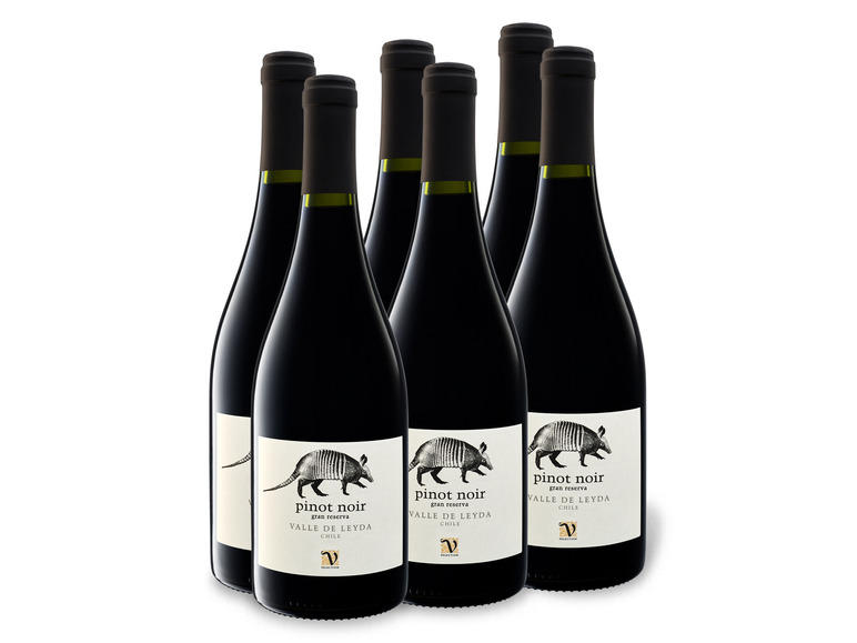 6 x 0,75-l-Flasche Weinpaket VIAJERO Pinot Noir Valle de Leyda Gran Reserva trocken, Rotwein