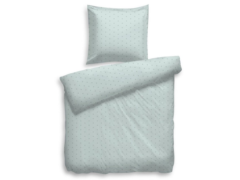 Gehe zu Vollbildansicht: Face-2-Face Satin Bettwäsche »Uni Puntini chalk blue«, verschiedene Größen, aus Baumwolle - Bild 2