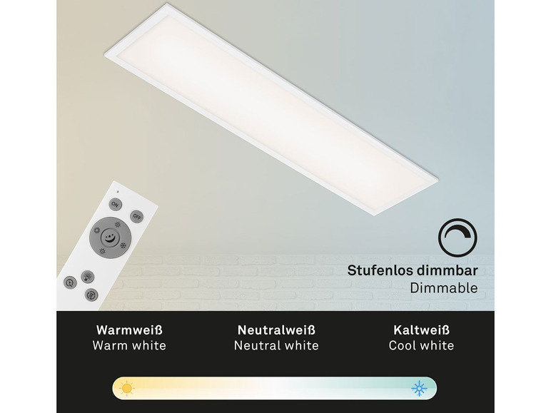 x Briloner Farbtemperatursteuerung LED 0,25m dimmbar, Decken-Panel, 1