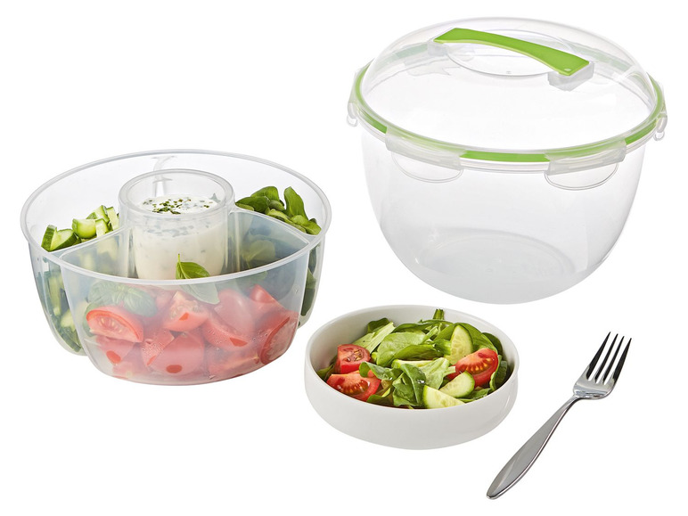 Gehe zu Vollbildansicht: ERNESTO® Salatschüssel, mit 3 Salatfächern, 6 Klickverschlüsse, spülmaschinengeeignet - Bild 2