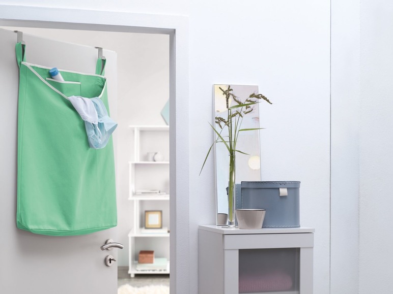 Gehe zu Vollbildansicht: AQUAPUR® Über-Tür Wäschesammler, mit passenden Metallhaken, unterseitiger Reißverschluss - Bild 12