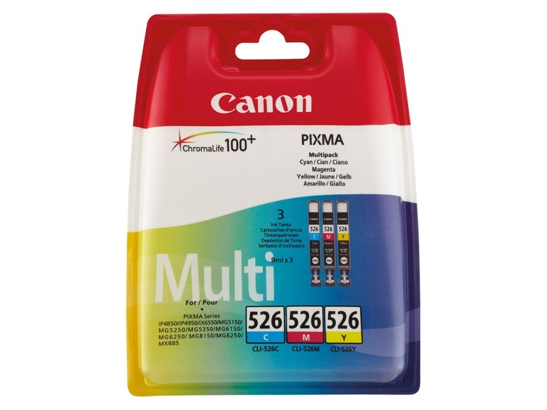 Gehe zu Vollbildansicht: Canon CLI-526 Multipack Tintenpatronen (Cyan, Magenta, Gelb), 4541B009 - Bild 1