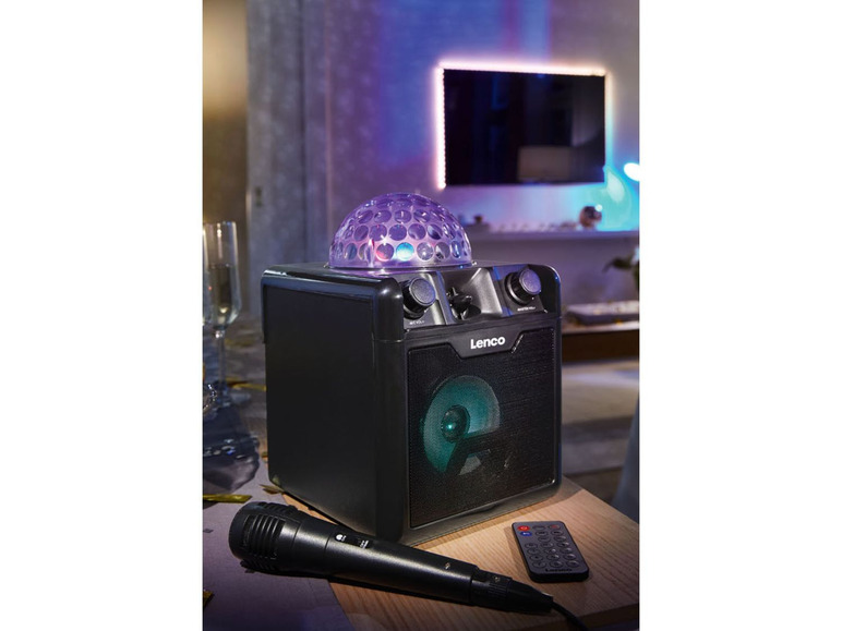 Gehe zu Vollbildansicht: Lenco Disco Lautsprecher, mit Karaoke Lichterkugel, Akku - Bild 4