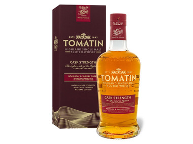 Tomatin Cask Strength Highland Single Malt Scotch Whisky mit Geschenkbox 57, 5% Vol