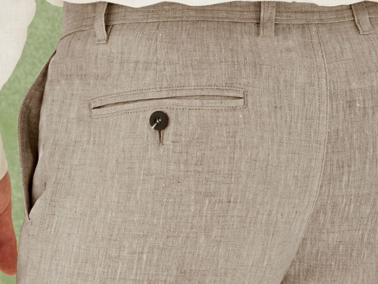 Gehe zu Vollbildansicht: LIVERGY® Chino Hose Herren, hochwertiger YKK-Reißverschluss, mit Gesäßtaschen, aus Leinen - Bild 10