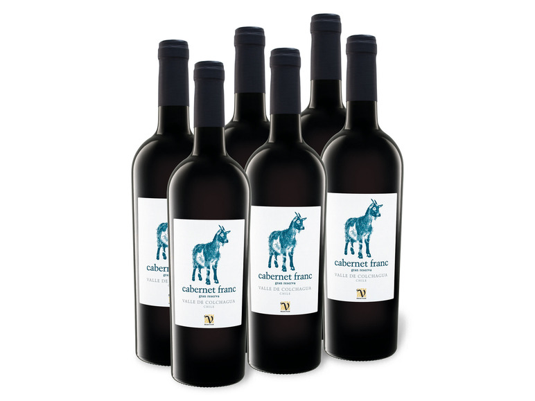 6 x 0,75-l-Flasche Rotwein de trocken, Weinpaket Reserva Colchagua Gran Franc VIAJERO Cabernet Valle