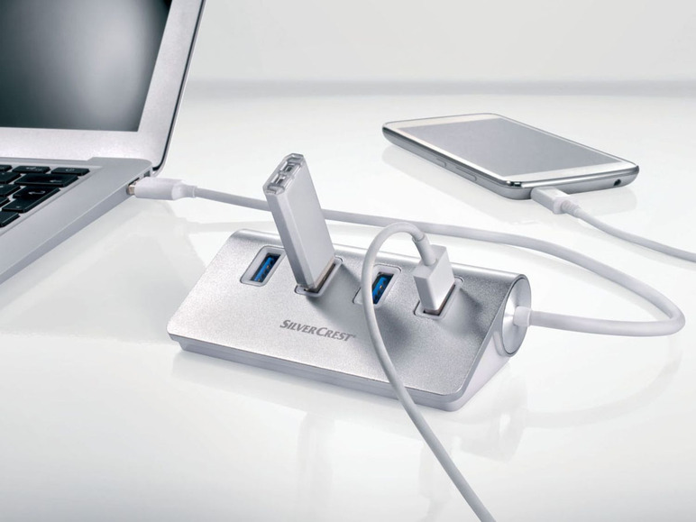 Gehe zu Vollbildansicht: SILVERCREST® USB-Hub 4-Port »SUHL 4 A1«, mit 4 USB-Anschlüssen, aus Aluminium - Bild 2