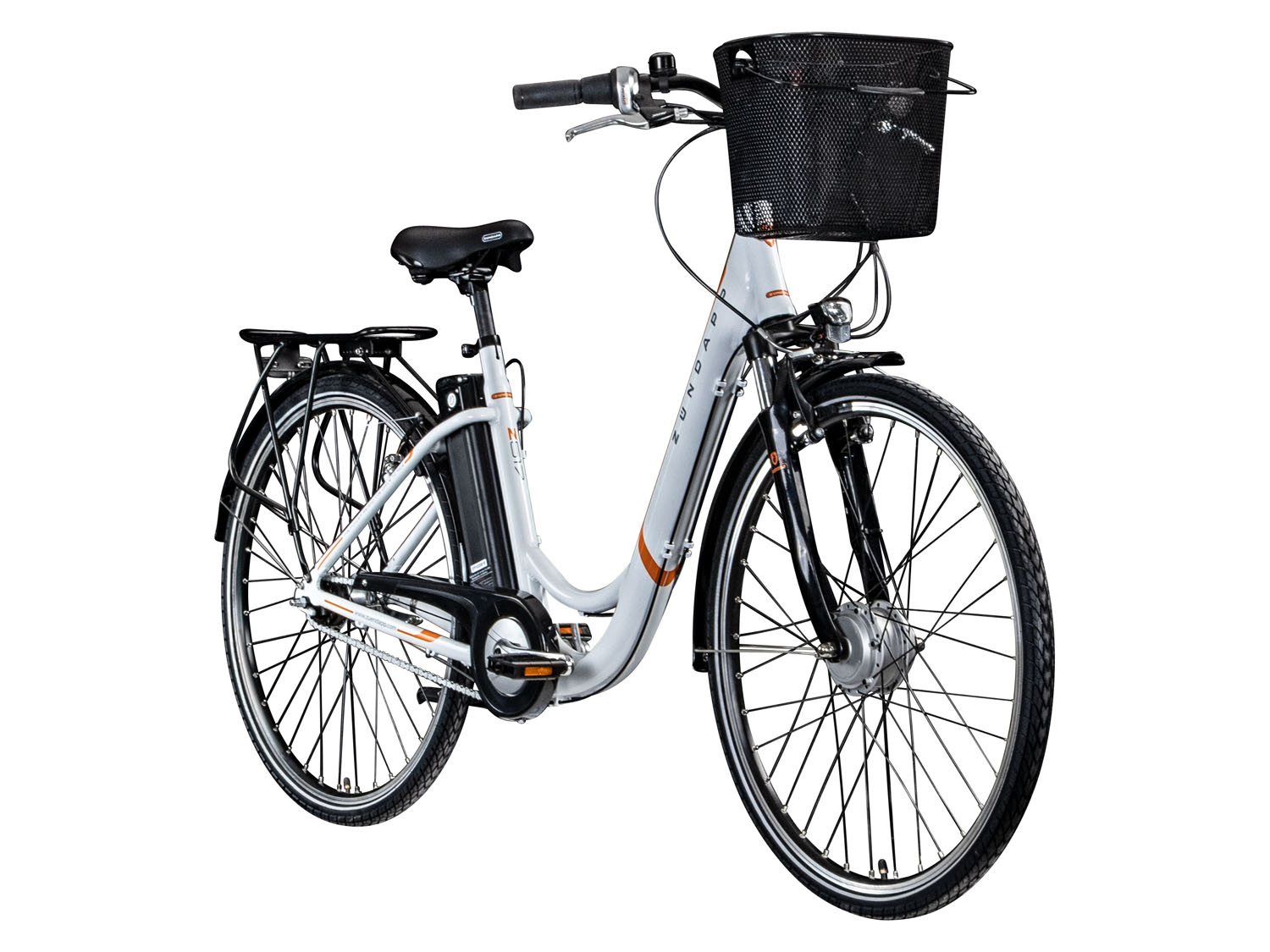 Zündapp Z517 700c E-Bike E Cityrad Damenrad Pedelec Elektrofahrrad Damen Fahrrad 28 Zoll (weiß orange)