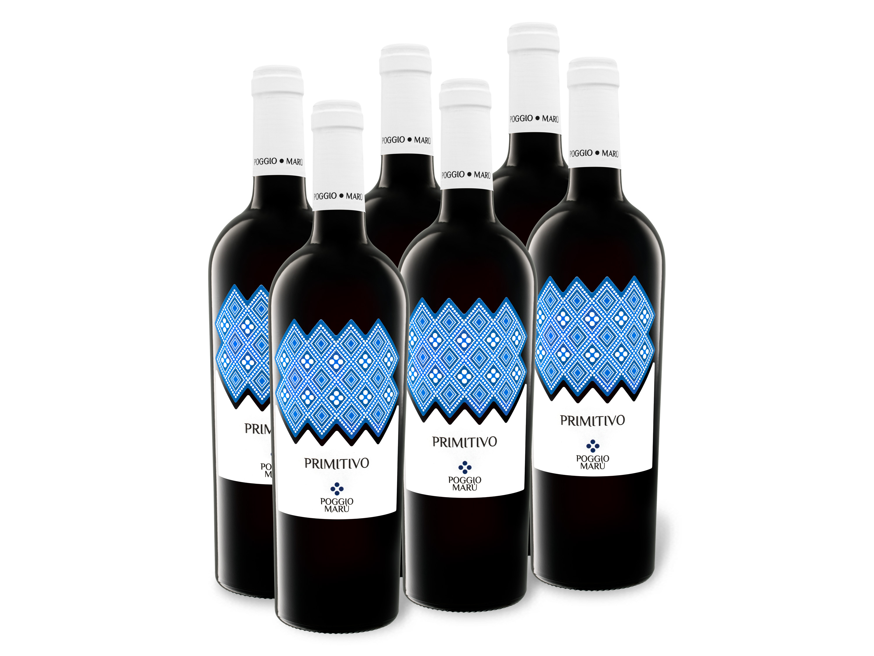 6 x 0,75-l-Flasche Weinpaket Poggio Maru Primitivo Salento IGP halbtrocken, Rotwein