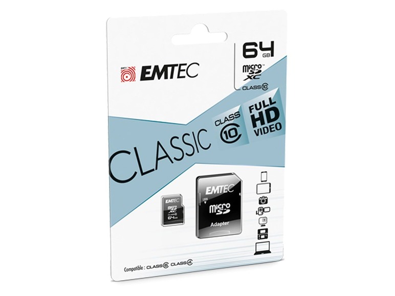 Gehe zu Vollbildansicht: Emtec micro SD 64GB Class10 Classic - Bild 1