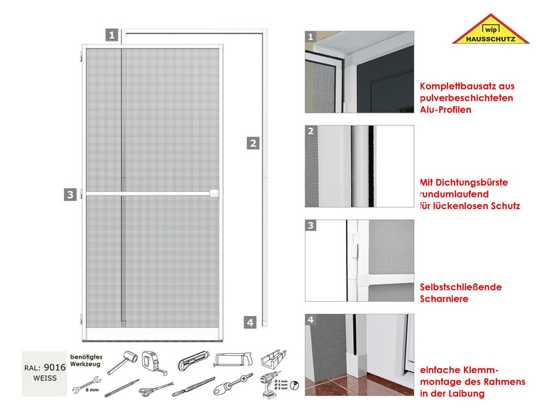 Gehe zu Vollbildansicht: wip Sparset - Insektenschutz-Tür inkl. Universal-Klemmzarge Komplettbausatz B 125 x H 245 cm - Bild 13