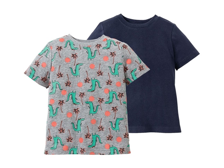 Gehe zu Vollbildansicht: LUPILU® Kleinkinder T-Shirt Jungen, 2 Stück, eins mit Krokodil-Print, aus reiner Baumwolle - Bild 2