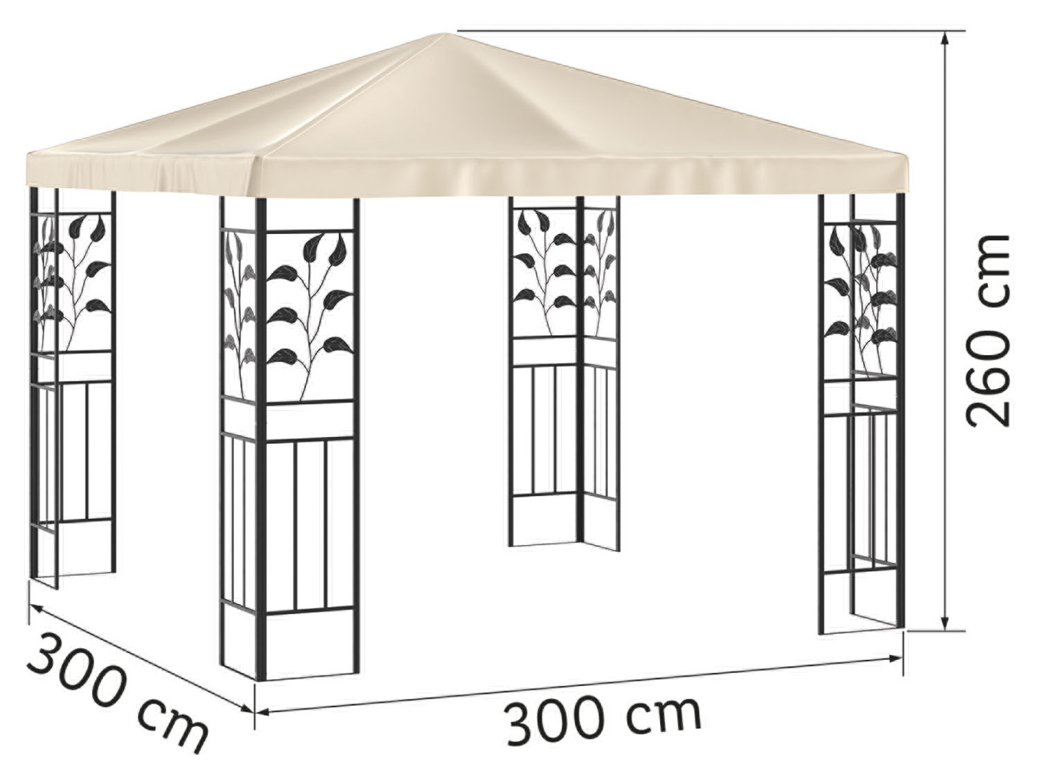 3 mit Pavillon, home beige LIVARNO x 3 m, Stahlgestell,