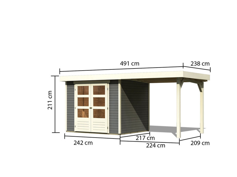 Gehe zu Vollbildansicht: Karibu Gartenhaus »Trundholm 1«, mit verglaster Doppeltür, inklusive Schleppdach - Bild 100