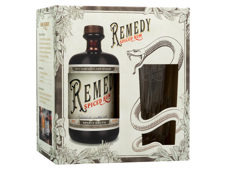 + Remedy mit Vol Rum Geschenkbox Glas Highball Spiced 41,5%