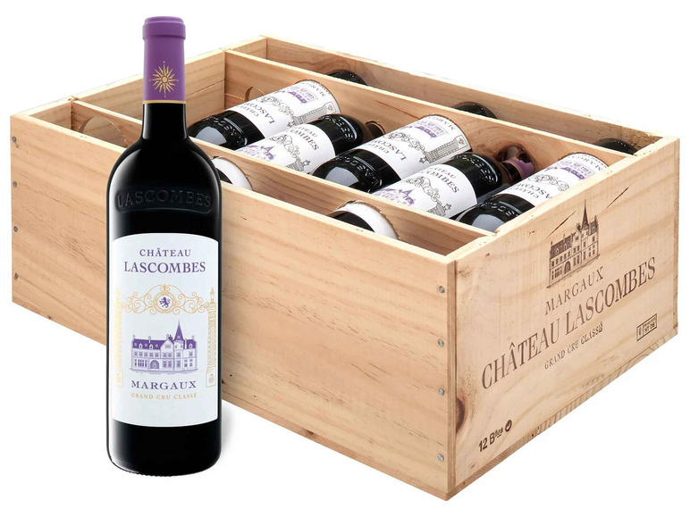 Gehe zu Vollbildansicht: 12 x 0,75-l-Flasche Château Lascombes Margaux Grand Cru AOC, Rotwein 2020 - Original-Holzkiste - Bild 1
