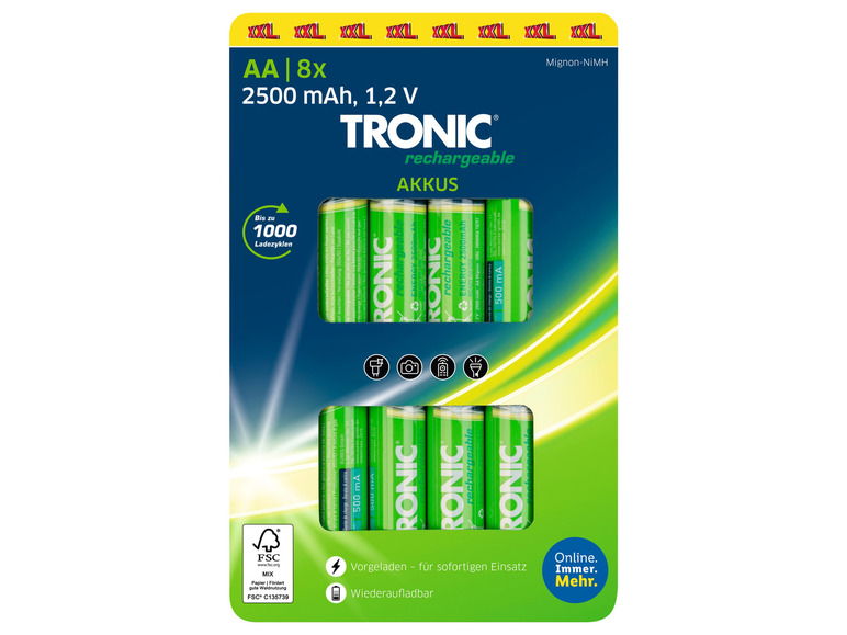 TRONIC® Akku Ni-MH »Ready 2 Use«, 1,2 V, 8 Stück