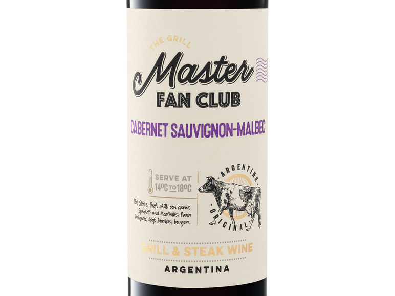 Grill Masters Rotwein Argentinien Cabernet Fan Sauvignon-Malbec trocken. 2022 Club