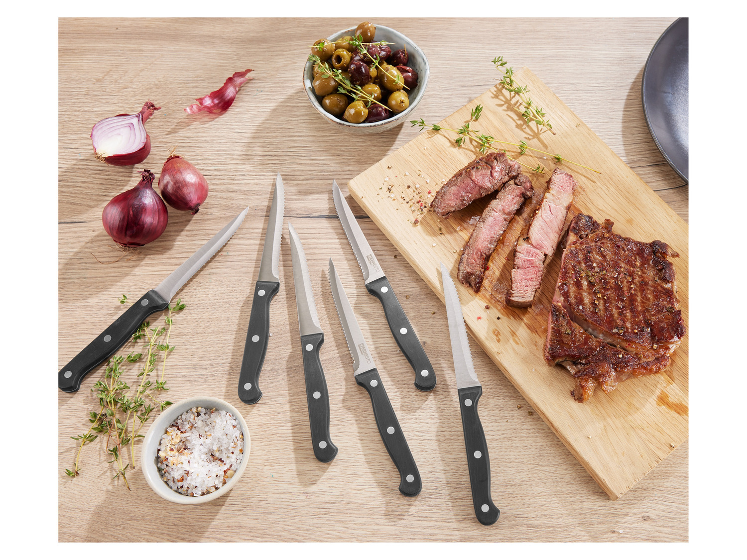 ERNESTO® Steakmesser Set, Mit | Wellenschliff LIDL