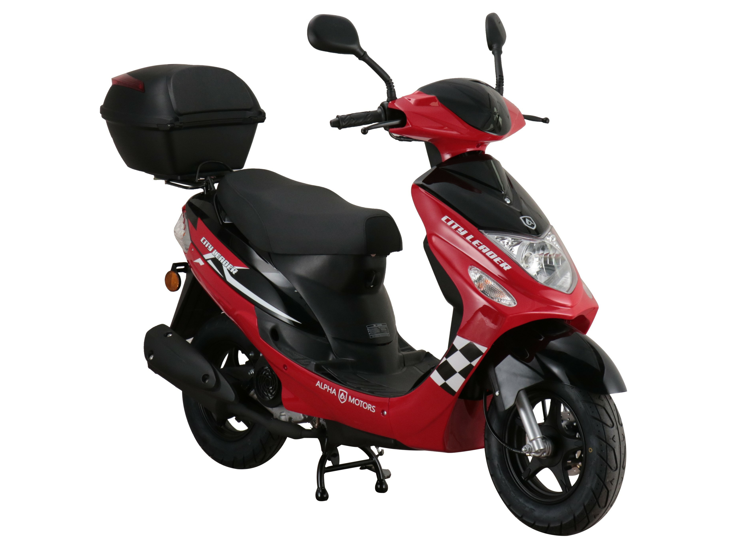 Alpha Motors Motorroller CityLeader 50 ccm EURO 5 inkl. Topcase (rot, 25 km/h) 25 km/h