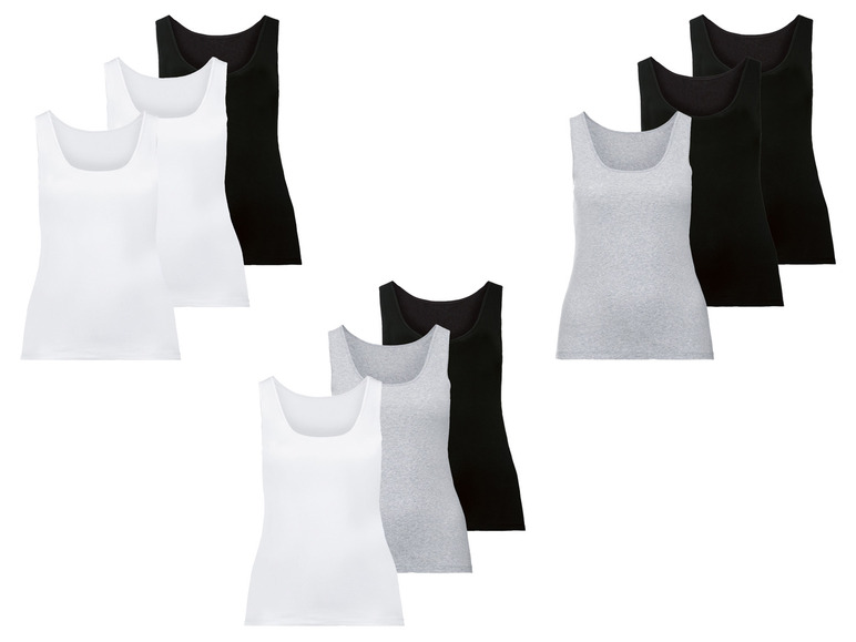 Gehe zu Vollbildansicht: esmara® Damen Achselhemd, 3 Stück, mit hohem Baumwollanteil - Bild 1