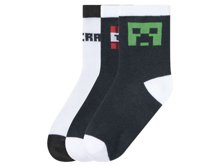 Gehe zu Vollbildansicht: Minecraft Kinder Socken, 3 Paar, weiche Baumwollmischung - Bild 2