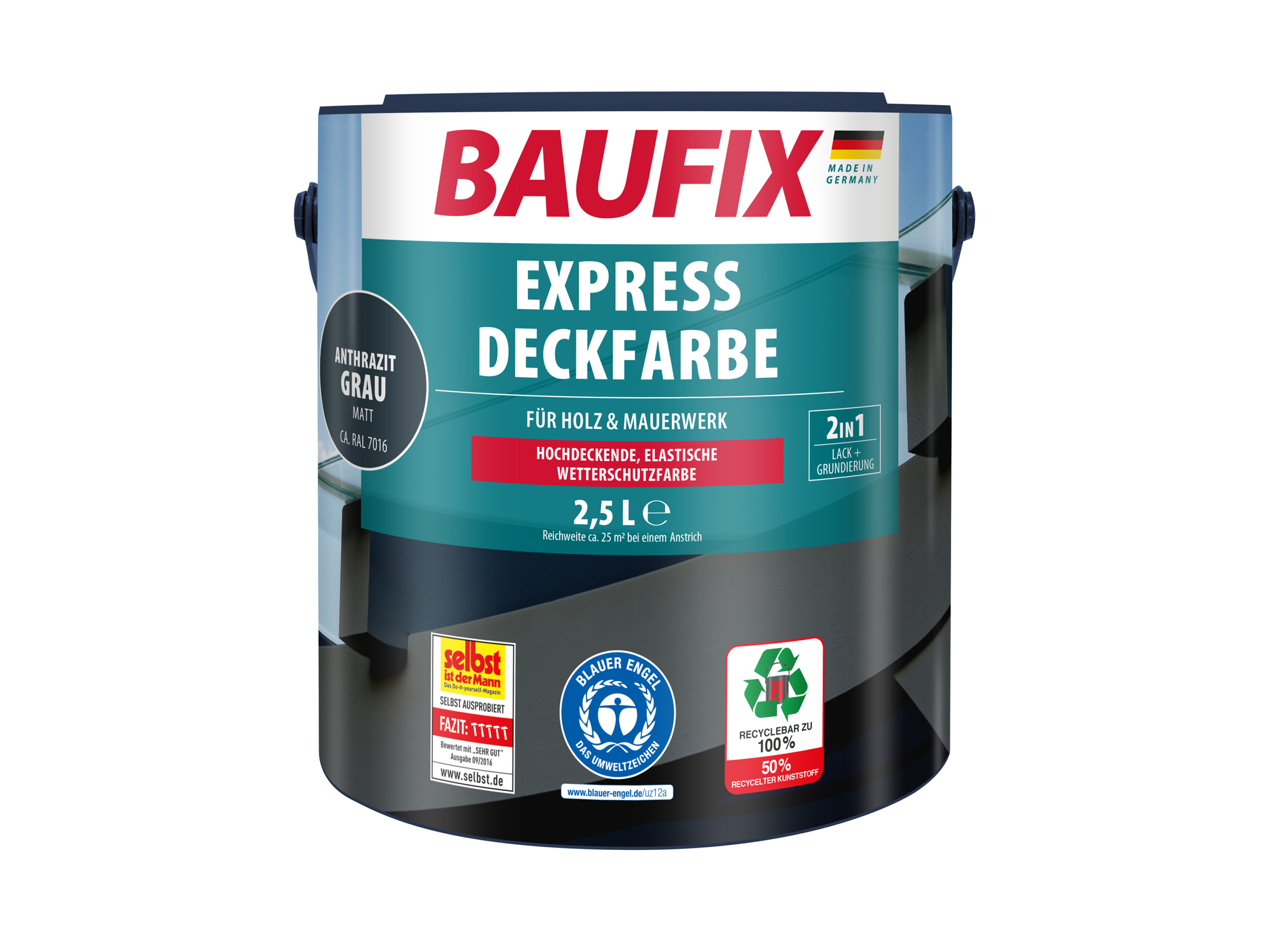 BAUFIX Express Deckfarbe 2,5 Liter (anthrazitgrau matt)