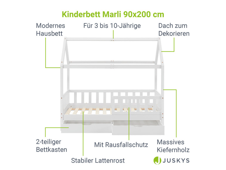 Gehe zu Vollbildansicht: Juskys Kinderbett »Marli«, im skandinavischen Design - Bild 106