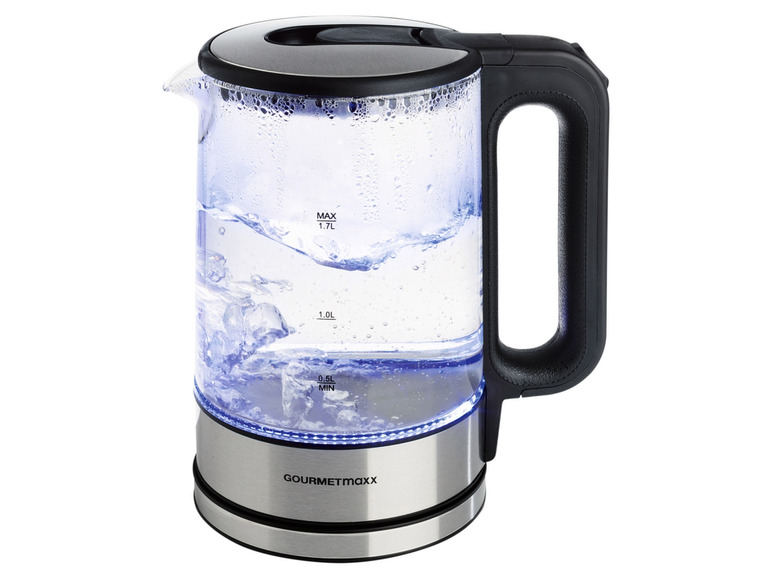 Gehe zu Vollbildansicht: GOURMETmaxx Glas-Wasserkocher, 1,7 l, kabellos, LED - Bild 5