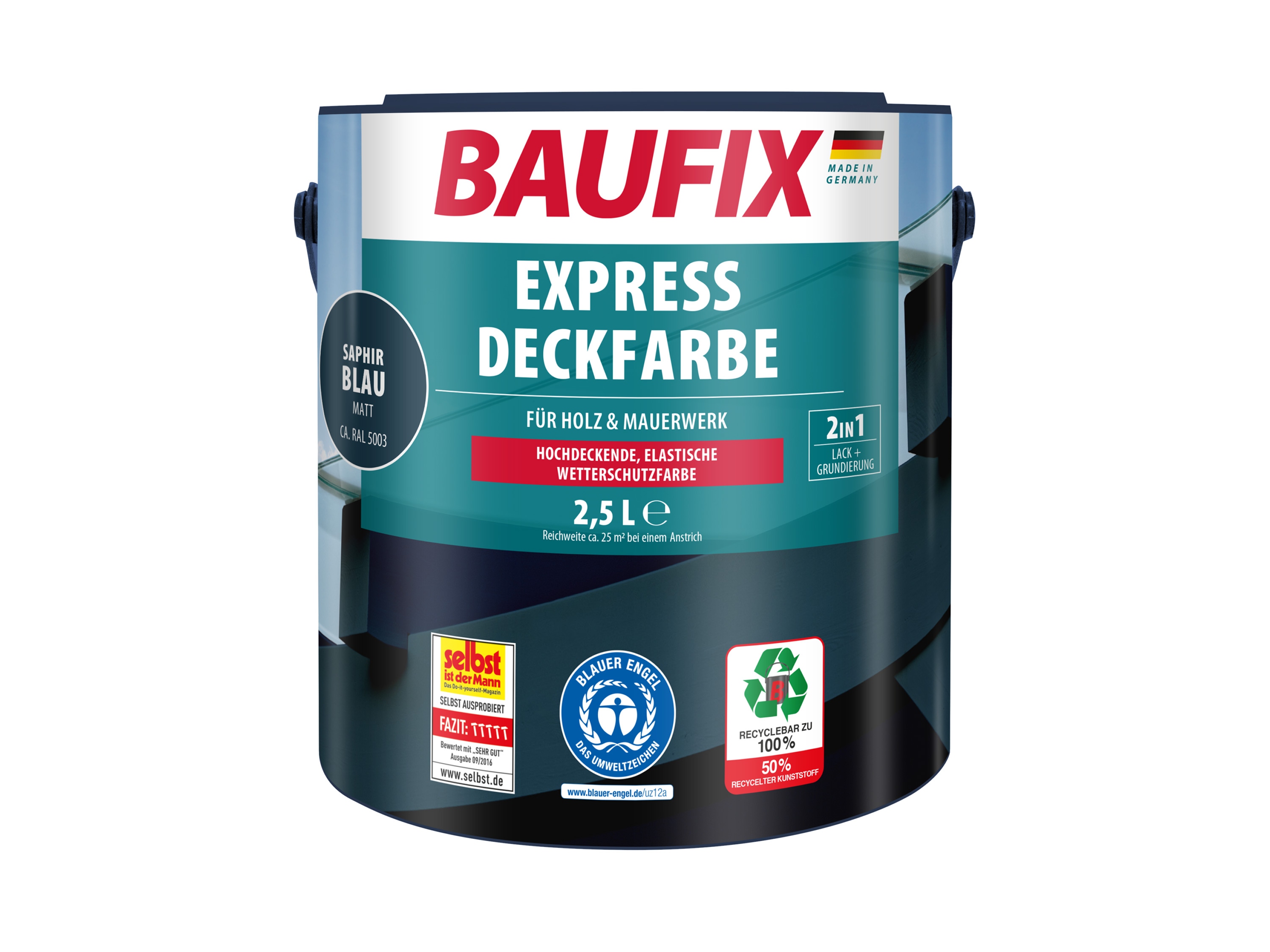 BAUFIX Express Deckfarbe 2,5 Liter (saphirblau matt)