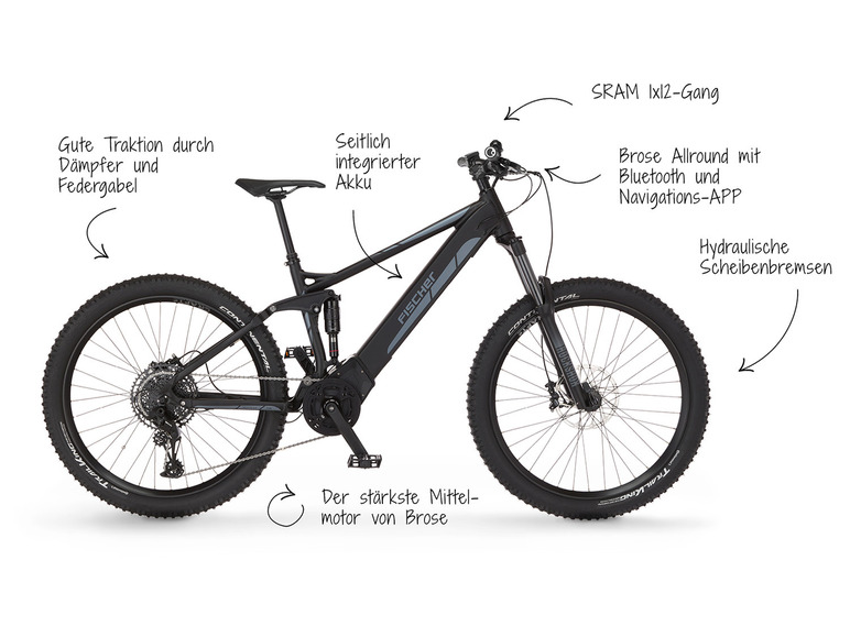 Mountainbike MTB, FISCHER 6.0i E-Bike MONTIS Zoll Fully Modell 2022 27,5