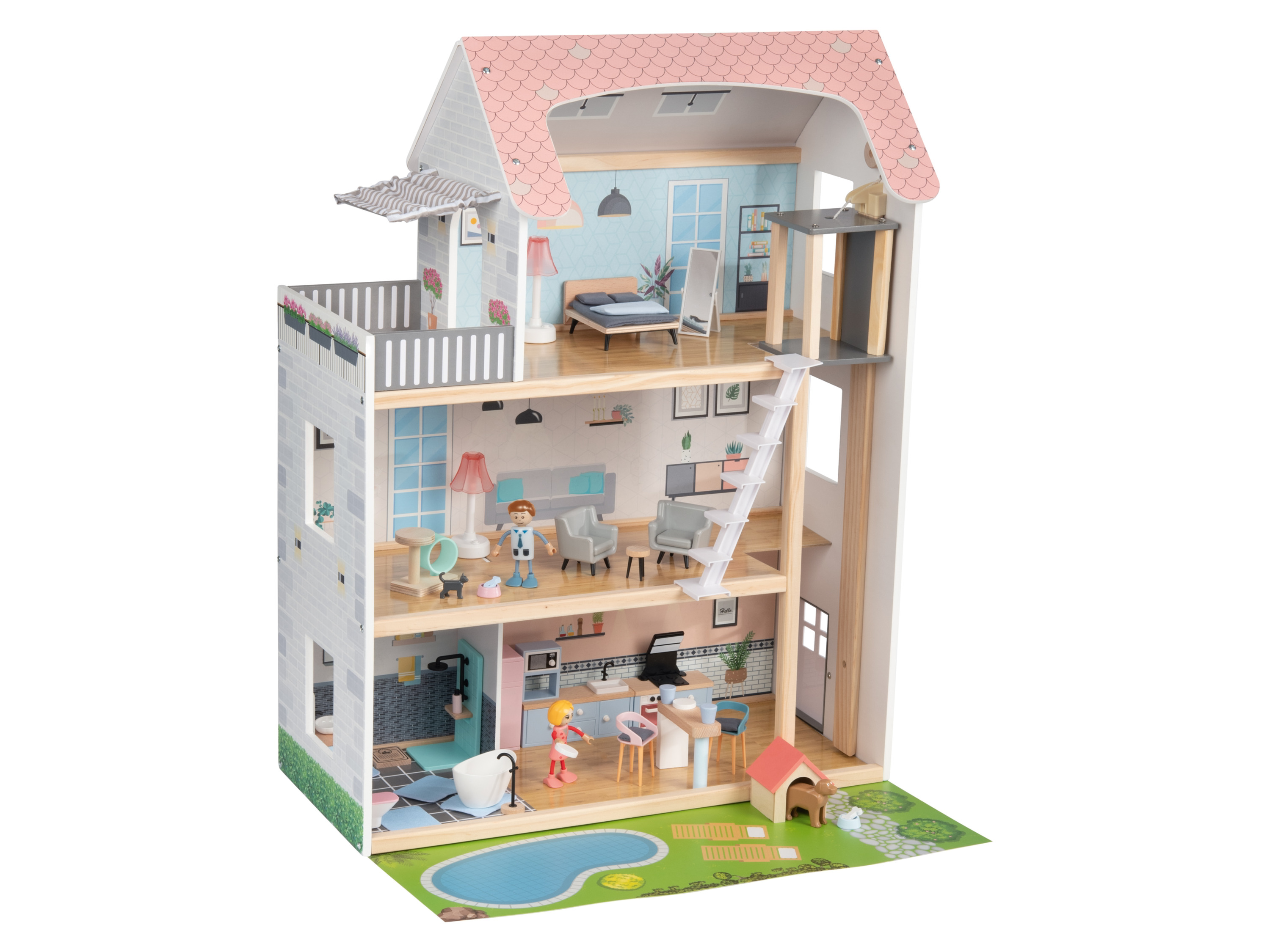 Playtive Puppenhaus XXL, 54-teilig