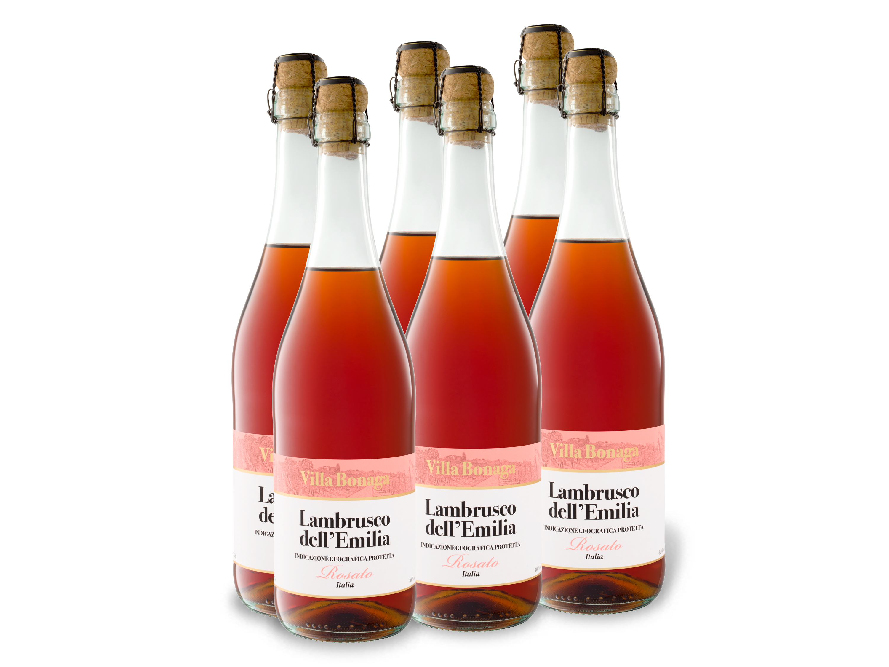 6 x 0,75-l-Flasche Weinpaket Villa Bonaga Lambrusco dell'Emilia IGP lieblich, Perlwein