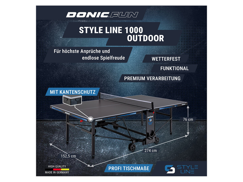 Gehe zu Vollbildansicht: DONIC Tischtennis-Set Style 1000 Outdoor, inkl. Zubehör - Bild 19
