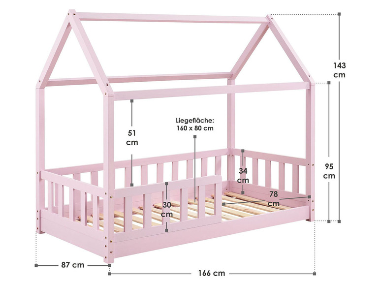 Gehe zu Vollbildansicht: Juskys Kinderbett »Marli«, im skandinavischen Design - Bild 43