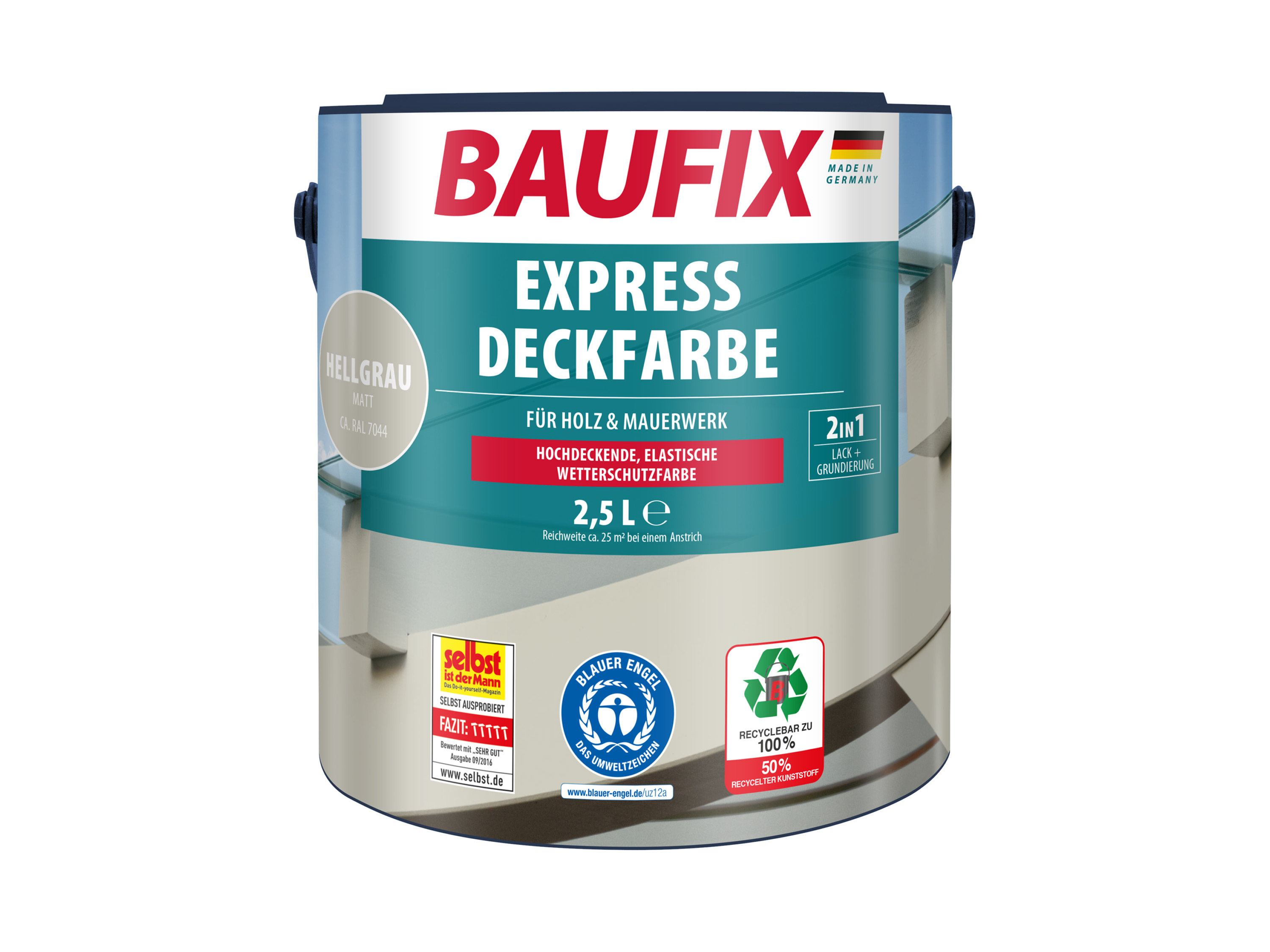 BAUFIX Express Deckfarbe 2,5 Liter (hellgrau matt)