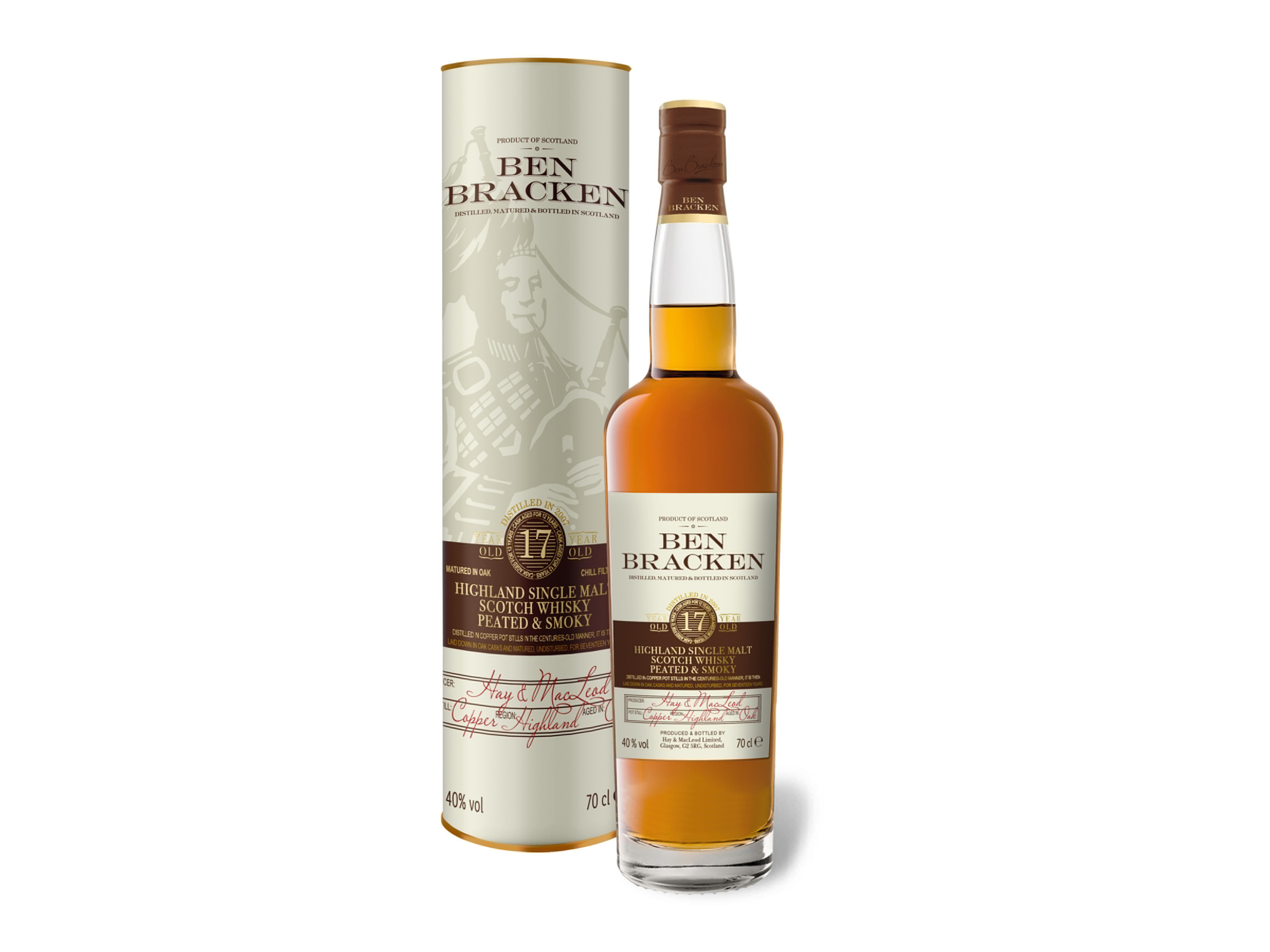 Ben Bracken Highland Single Malt Scotch Whisky Peated & Smoky 17 Jahre mit Geschenkbox 40% Vol